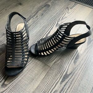 Chic Black Caged Heels